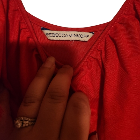 Rebecca Minkoff Mojave Red Off the Shoulder Tier Midi Summer Dress Size S - Picture 6 of 8